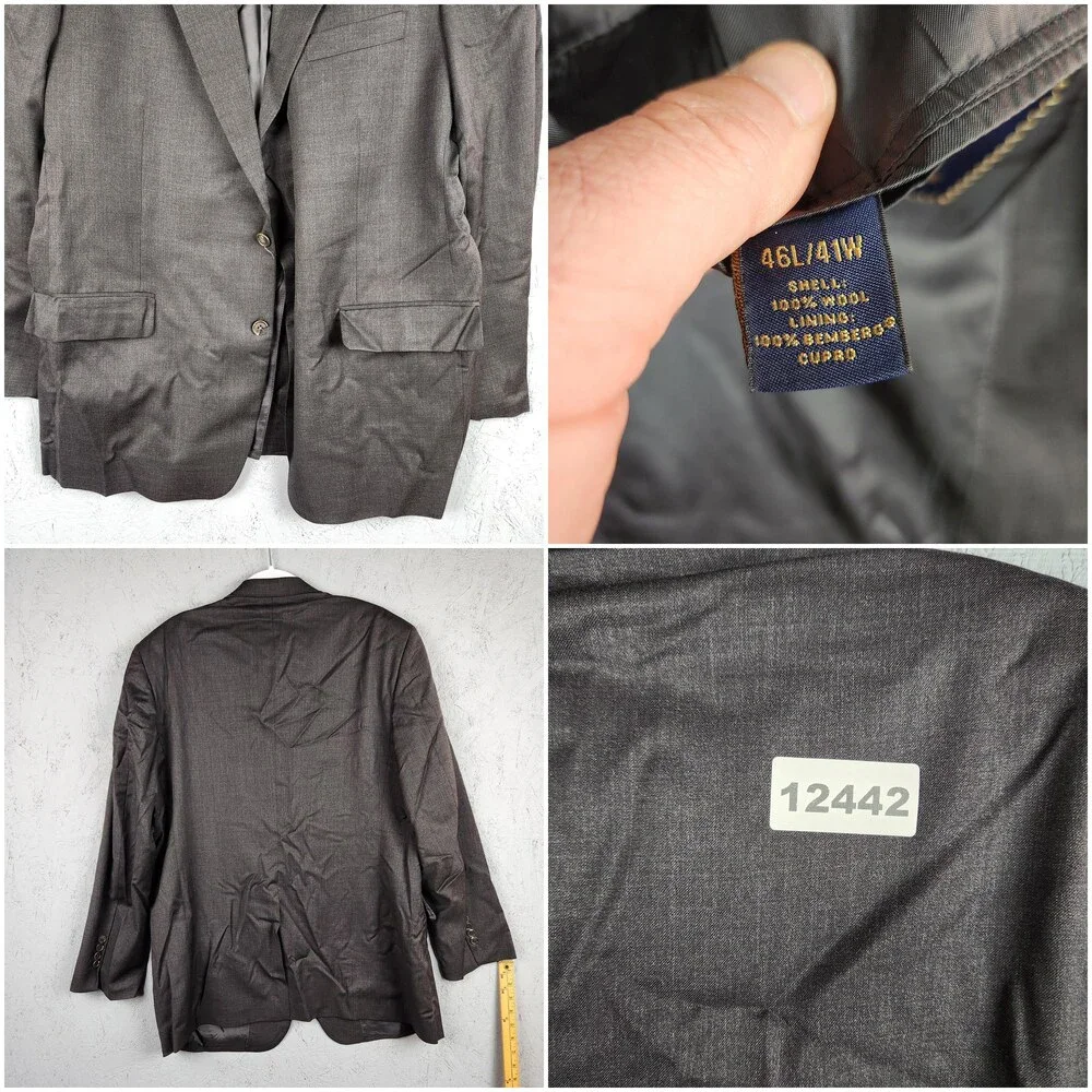 Brooks Brothers 1818 Madison Blazer Mens 46L Gray Sport Coat Wool USA Cupro